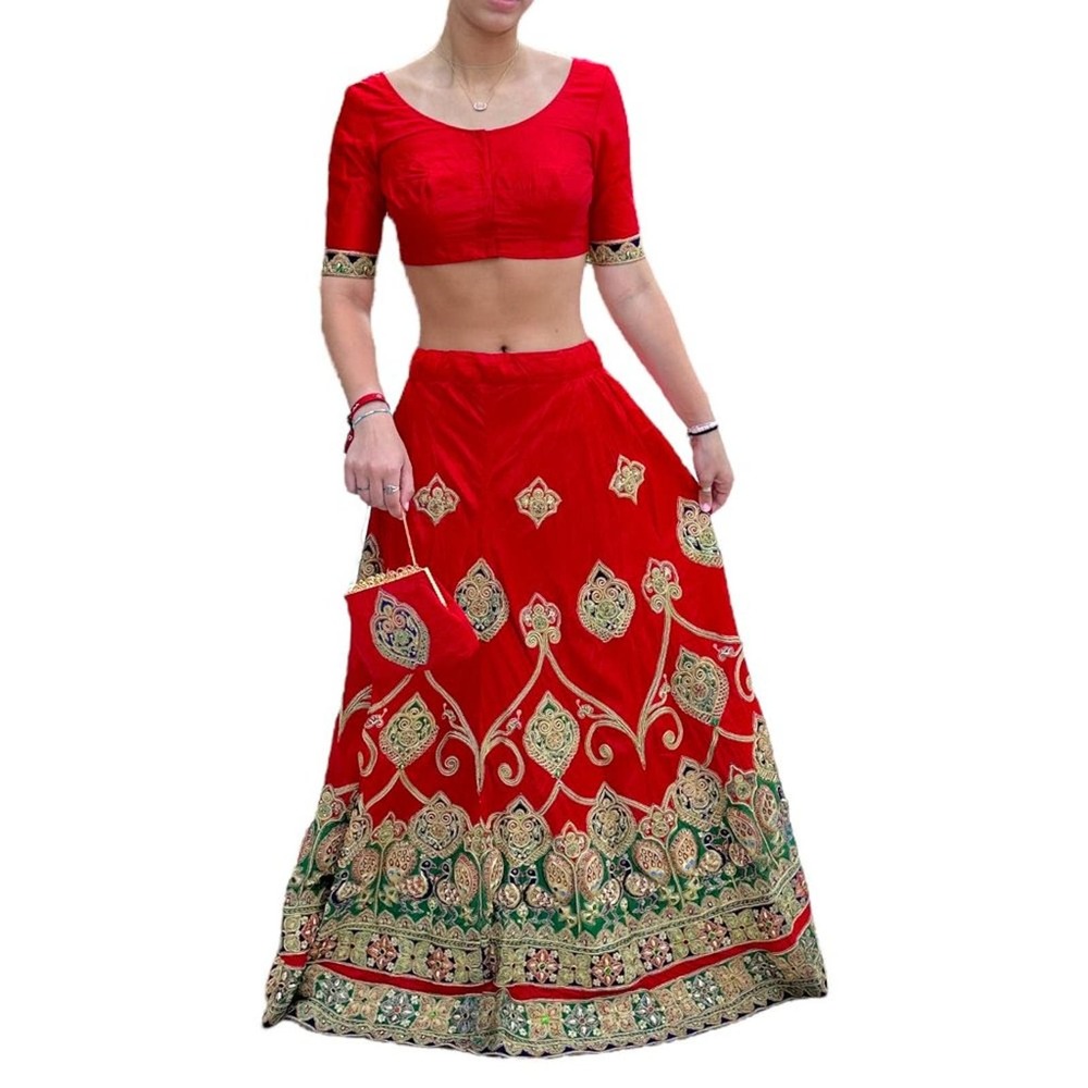 Red Indian Lehenga Choli Outfit Hindu Bride Medium